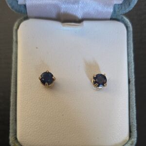 Gold and Blue Stud Earrings